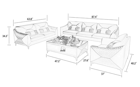 Modern Sofa Set: 6 Seater Leatherette Sofa Set