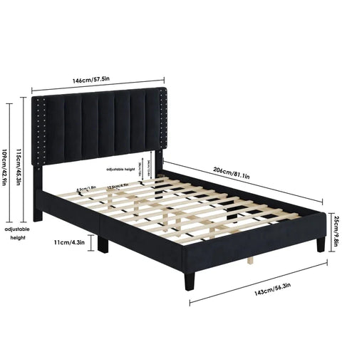 Modular Bed : Eva Tufted Upholstered Platform Bed