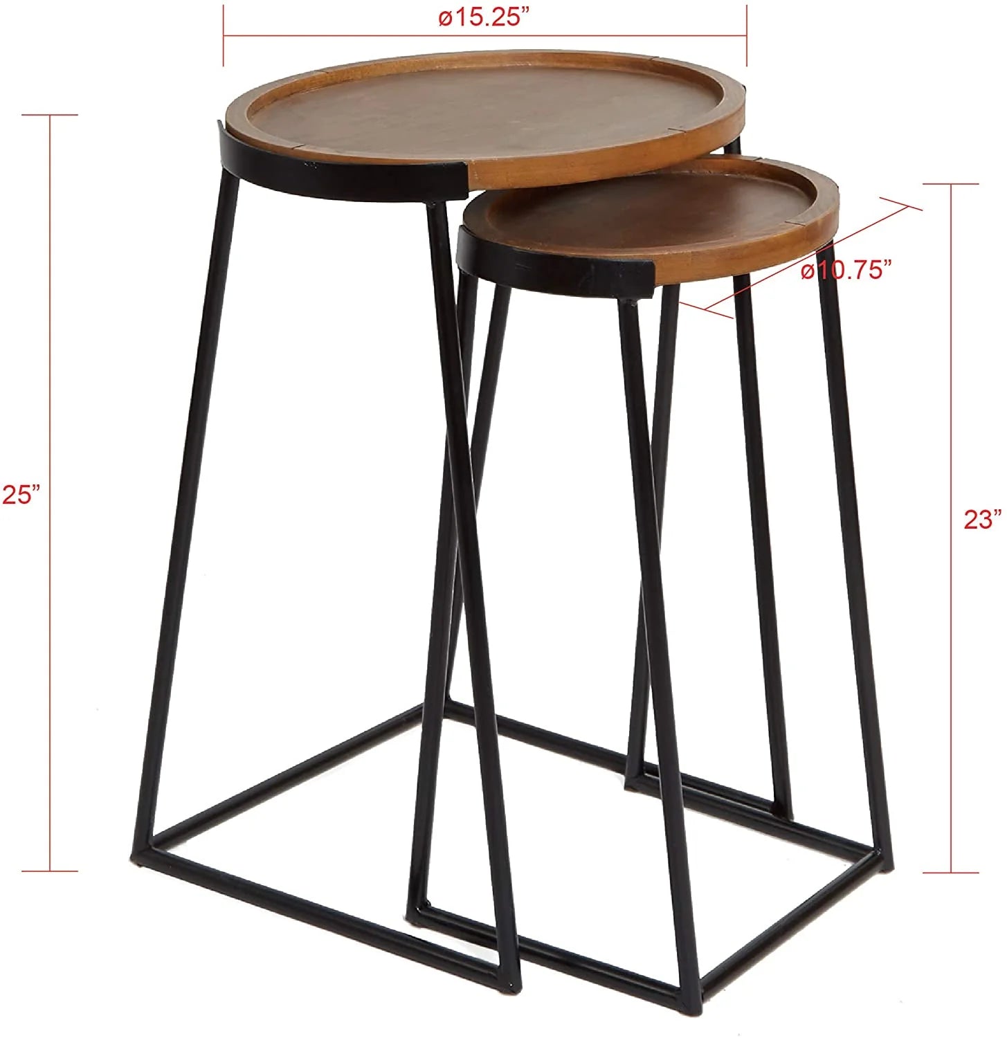 Nest Of Tables: Silverwood Nesting Side Table, Black Metal and Dark Wood