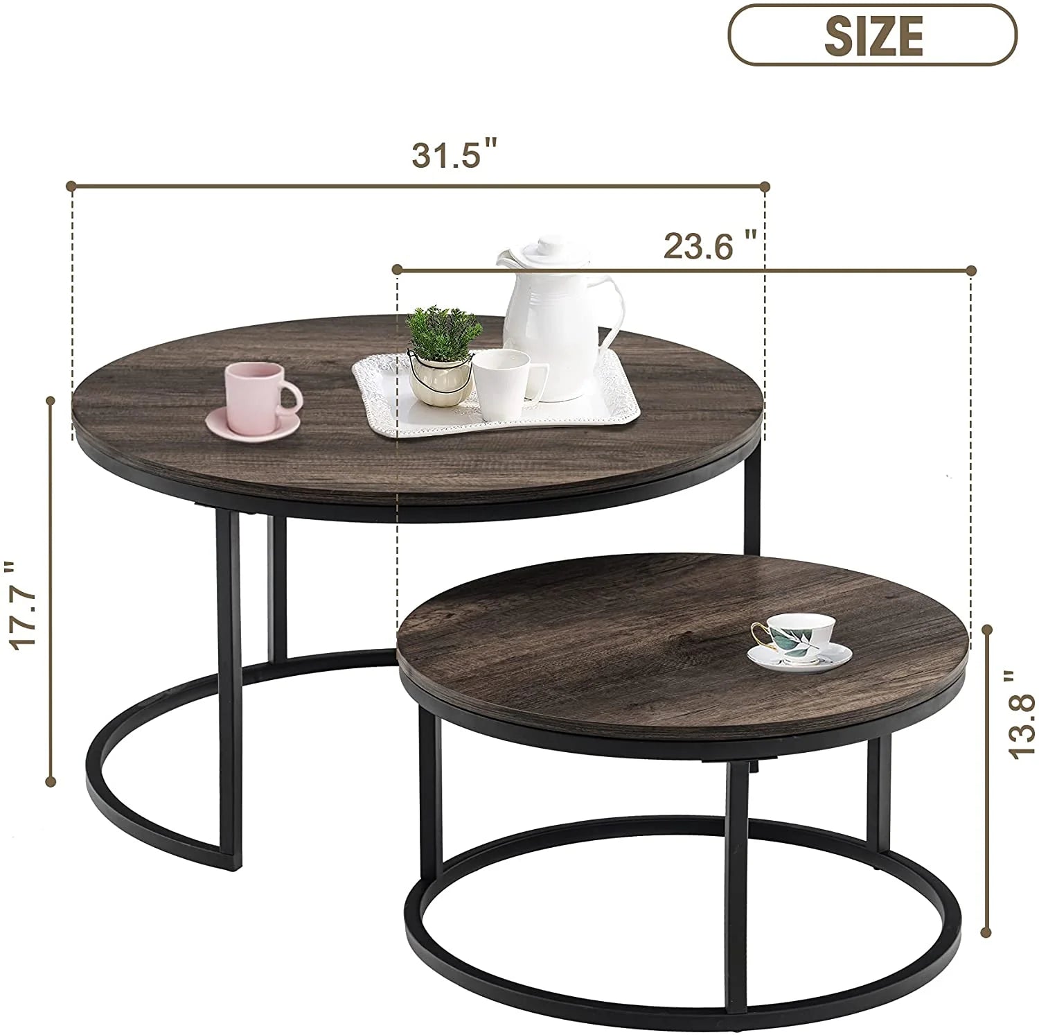 Nest Of Tables: Coffee Table and End Table Sets, Farmhouse Wood Coffee Table Set of 2
