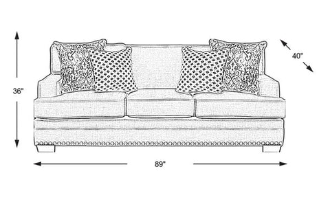 Office Sofa: 90'' Recessed Arm Sofa with Reversible Cushions