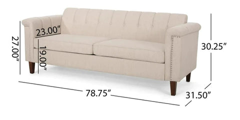 Office Sofa : ANNY 78.75'' Velvet Tuxedo Arm Sofa