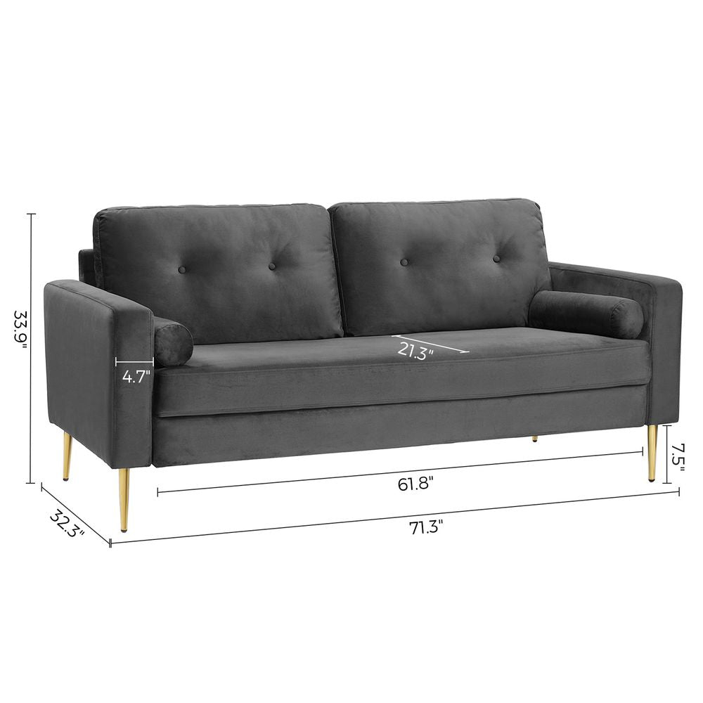 Office Sofa : JOY 71.26'' Velvet Square Arm 2 Seater Sofa Set
