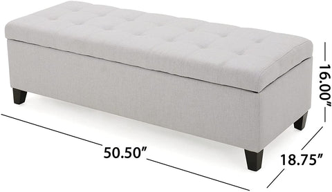 Ottomans :  Home Mission Fabric Storage Ottoman, Light Grey