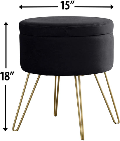 Ottomans :  Modern Round Velvet Storage Ottoman Foot Rest