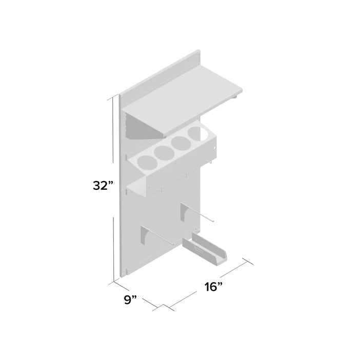 Peg Board: 32'' H x 16'' W Kit with 6 Hooks Included