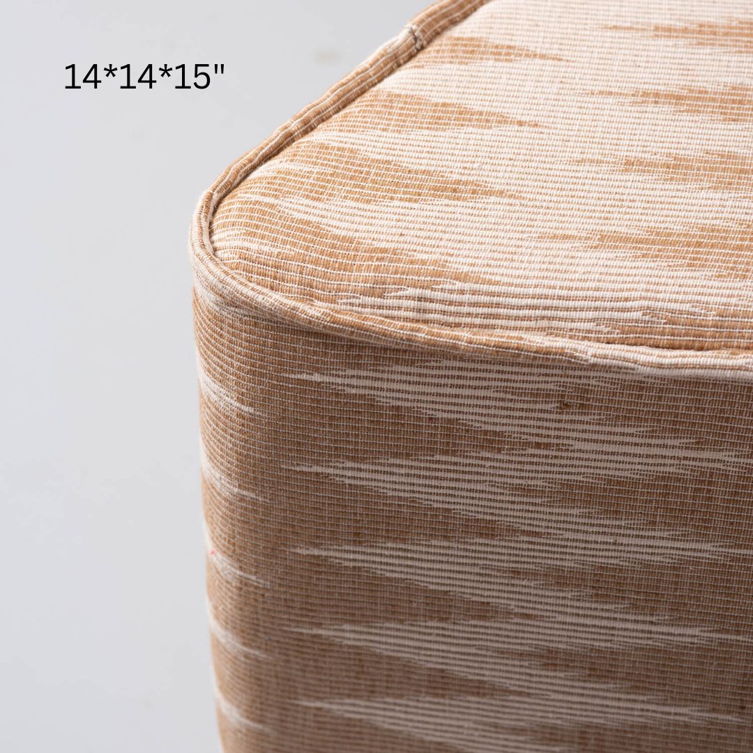 Pouffe Beige & White Triangular Pouffe