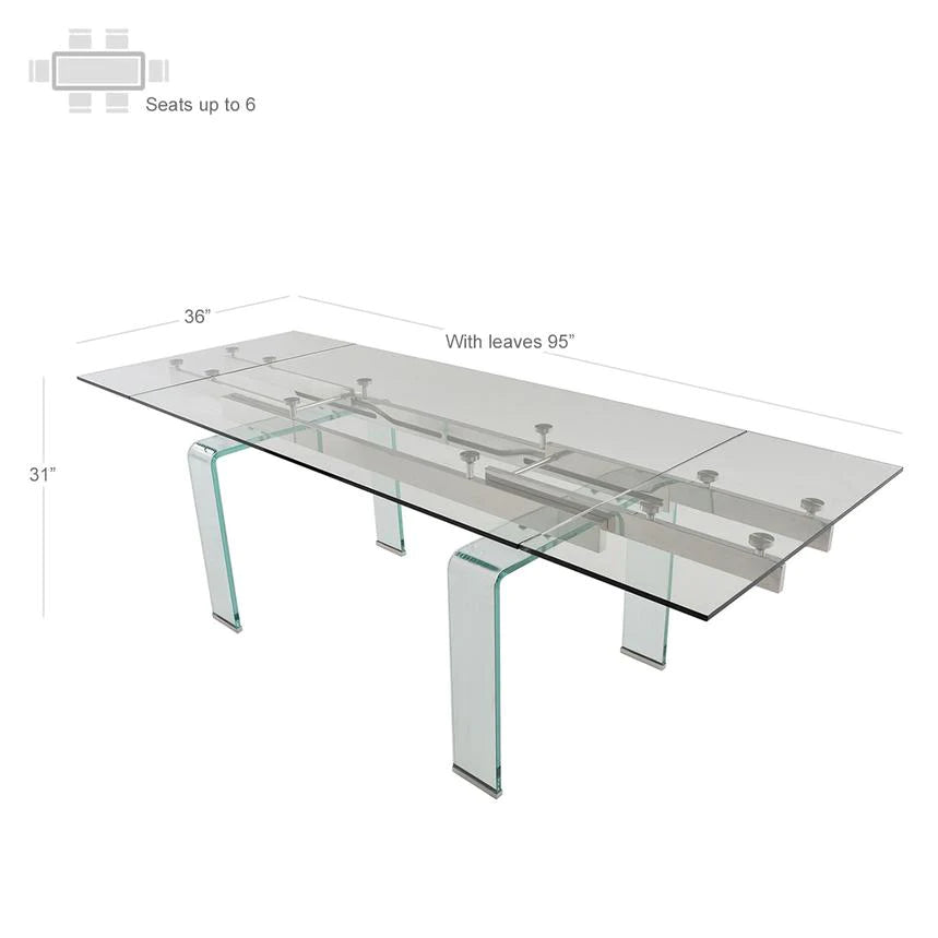 Premium Dining Table: Jassica Modern Extendable Glass Dining Table