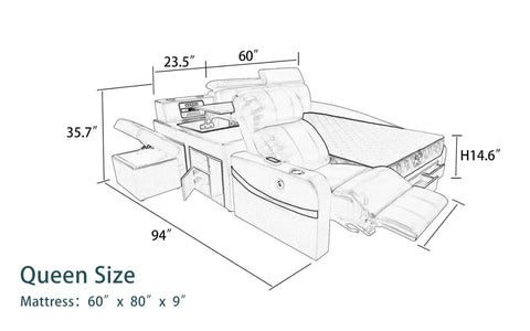 Queen Size: Multi-functional Queen Size Smart Bed