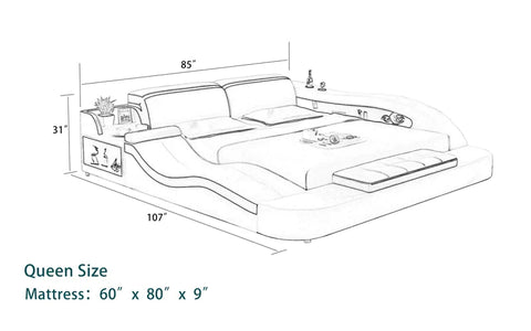 Queen Size: Leatherette Queen Size Smart Bed