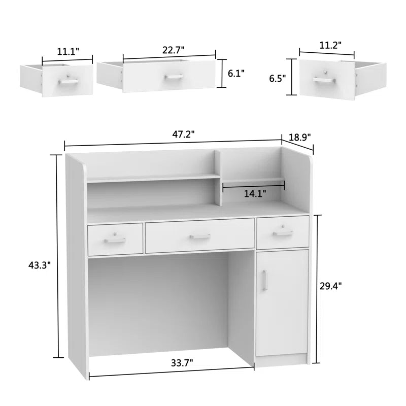 Reception Table: Rectangular Wood Desk