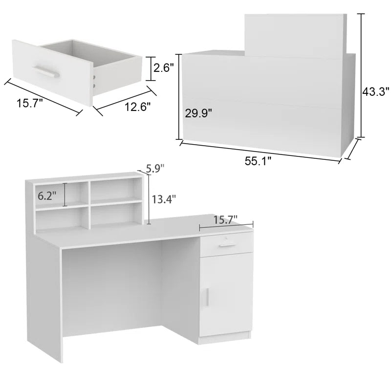 Reception Table: Wood Desk with Filing Cabinet