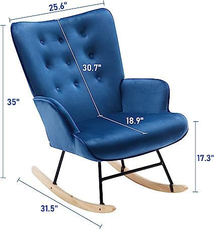 Rocking Chair: Tufted Velvet Rocking Chair