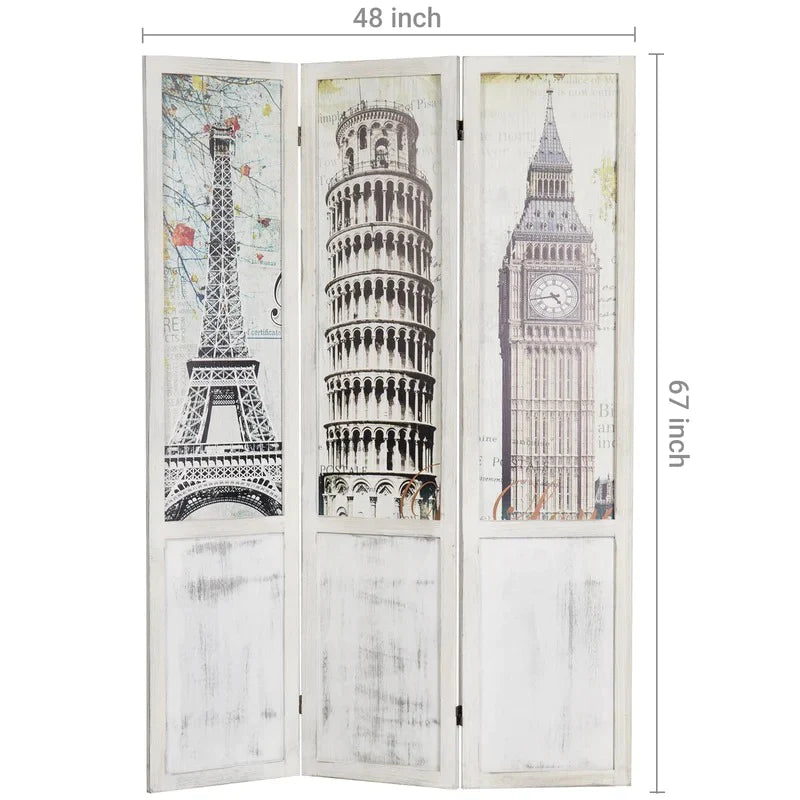 Room Dividers: 48.03'' W x 66.92'' H 3 - Panel Solid Wood Folding Room Divider