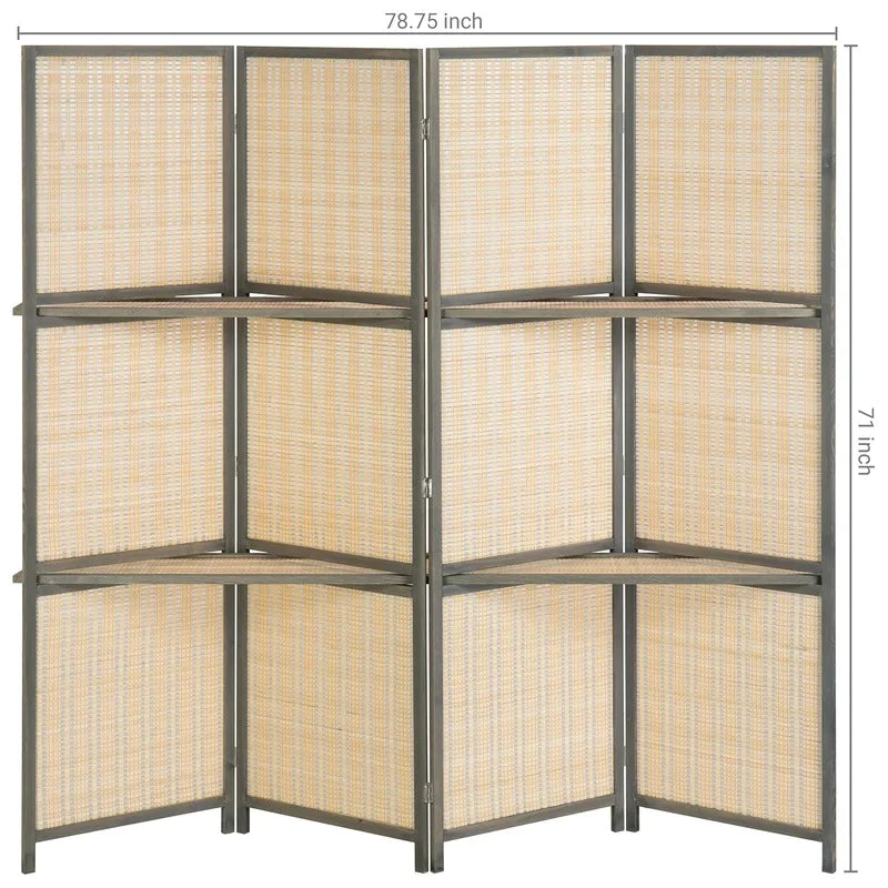 Room Dividers: 78.75'' W x 71'' H 4 - Panel Bamboo/Rattan Folding Room Divider