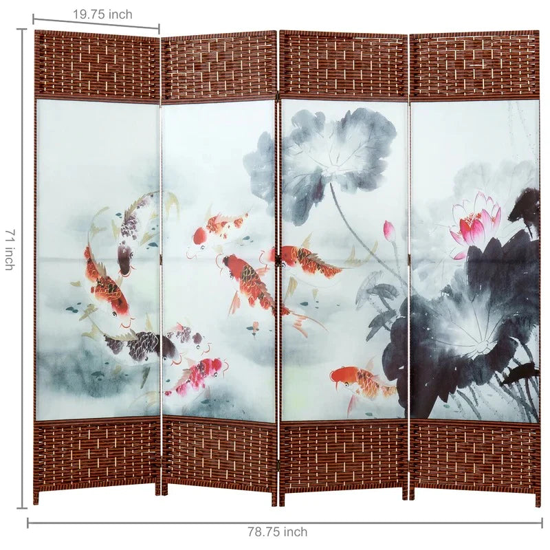 Room Dividers: 78.75'' W x 71'' H 4 - Panel Solid Wood Folding Room Divider