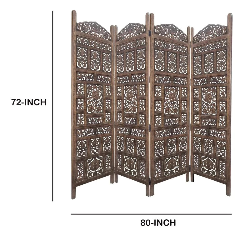Room Dividers: 80'' W x 72'' H 4 - Panel Wood Folding Room Divider