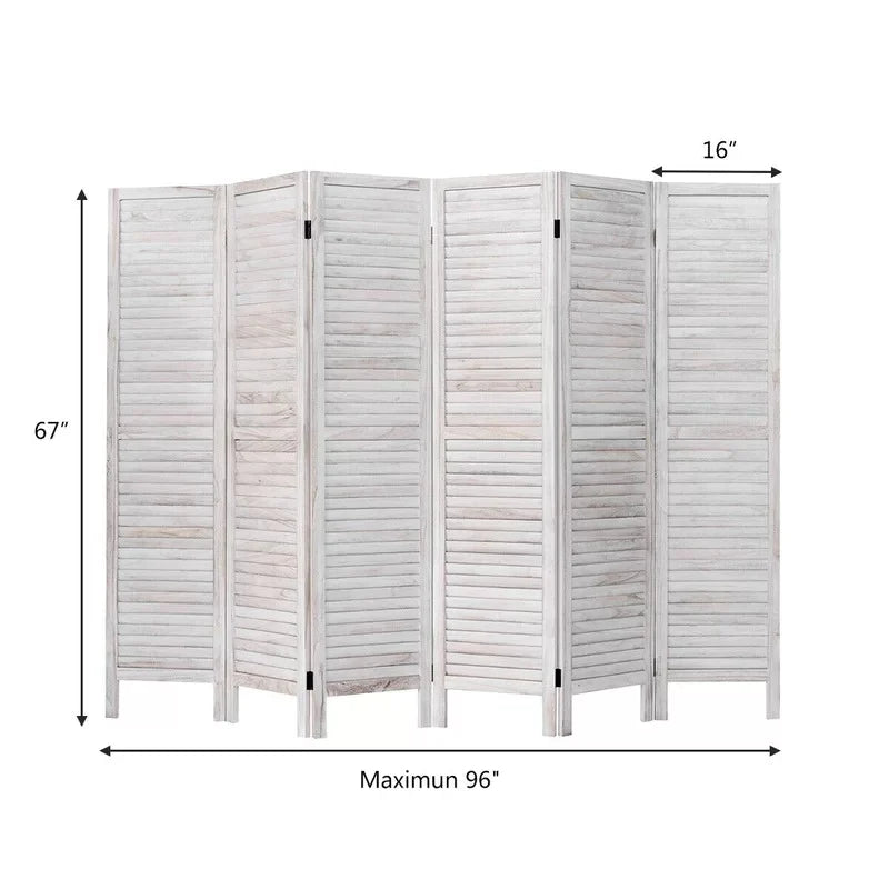 Room Dividers: 96'' W x 67'' H 6 - Panel Solid Wood Folding Room Divider