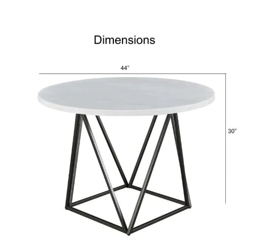 Round Dining Table: 44'' Marble Iron Dining Table