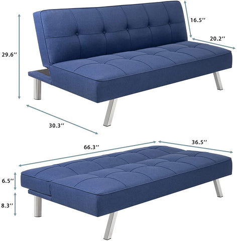 Sofa Cum Beds: Bed for Living Room Home Futon Couch with Chrome Legs