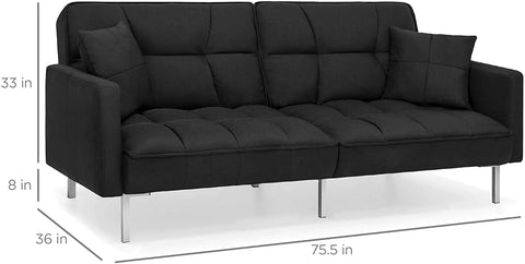 Sofa Cum Beds: Convertible Linen Fabric Futon Sofa Furniture for Living Room