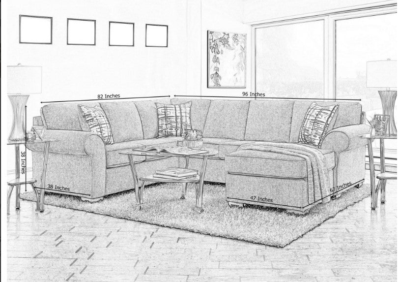 U Shape Sofa Set: 96" Wide Reversible Sofa & Chaise 7 Seater Sofa