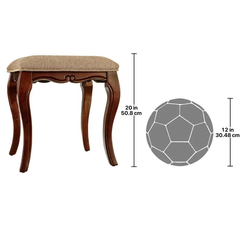 Seating Stool: Solid Wood Vanity Stool