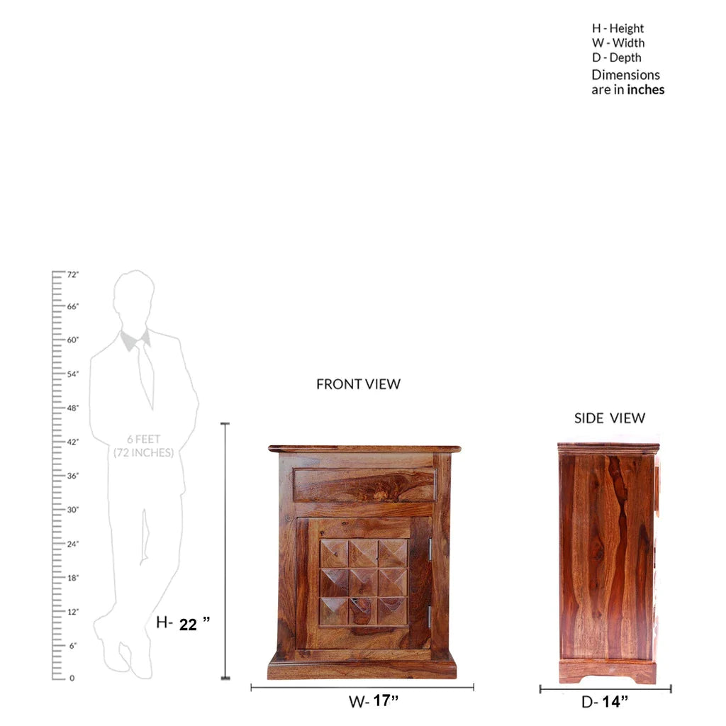 Sheesham Furniture:- One Door One Drawer Bedside Table