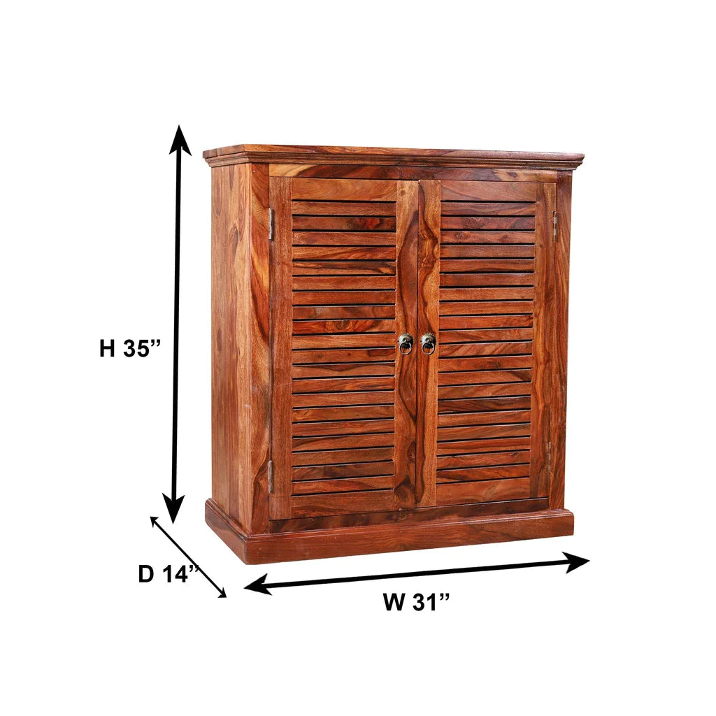 Sheesham Furniture:- Solid Wood Two Door Shoe Rack