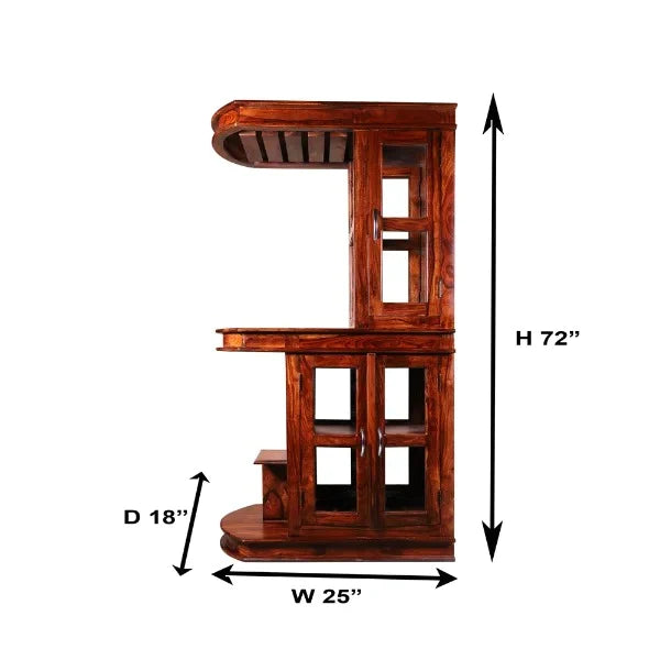 Sheesham Furniture :- Wood Bar Cabinet in Natural Finish