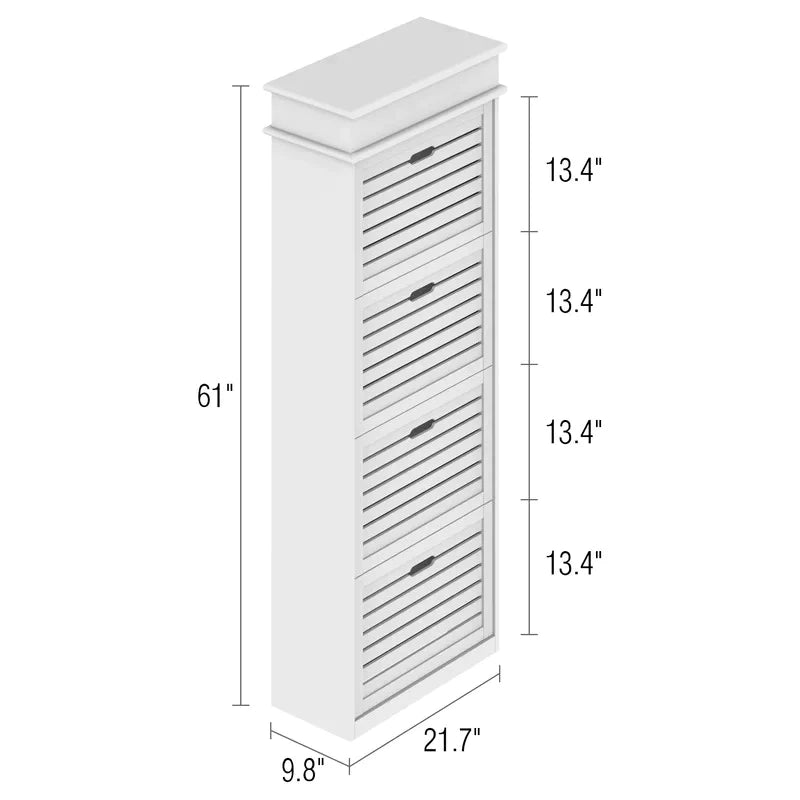 Shoe Rack: 61''H DELUXE 4 DRAWERS SHOE CABINET