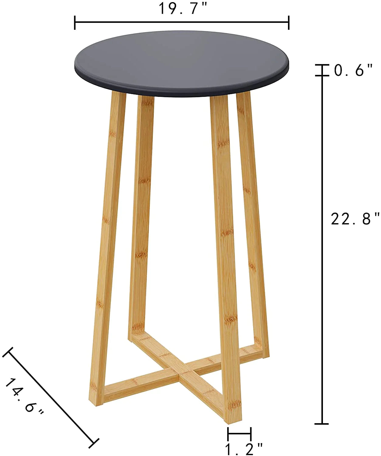 Side Table: Modern Nightstand Round Side End Accent for Living Room Balcony Family and Office in Grey
