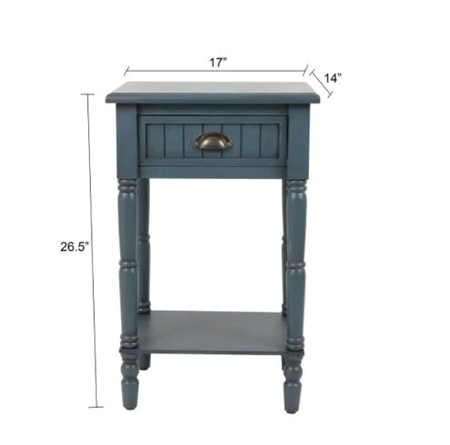 Side Tables: Bailey Bead board 1-Drawer Accent Table, Antique Navy