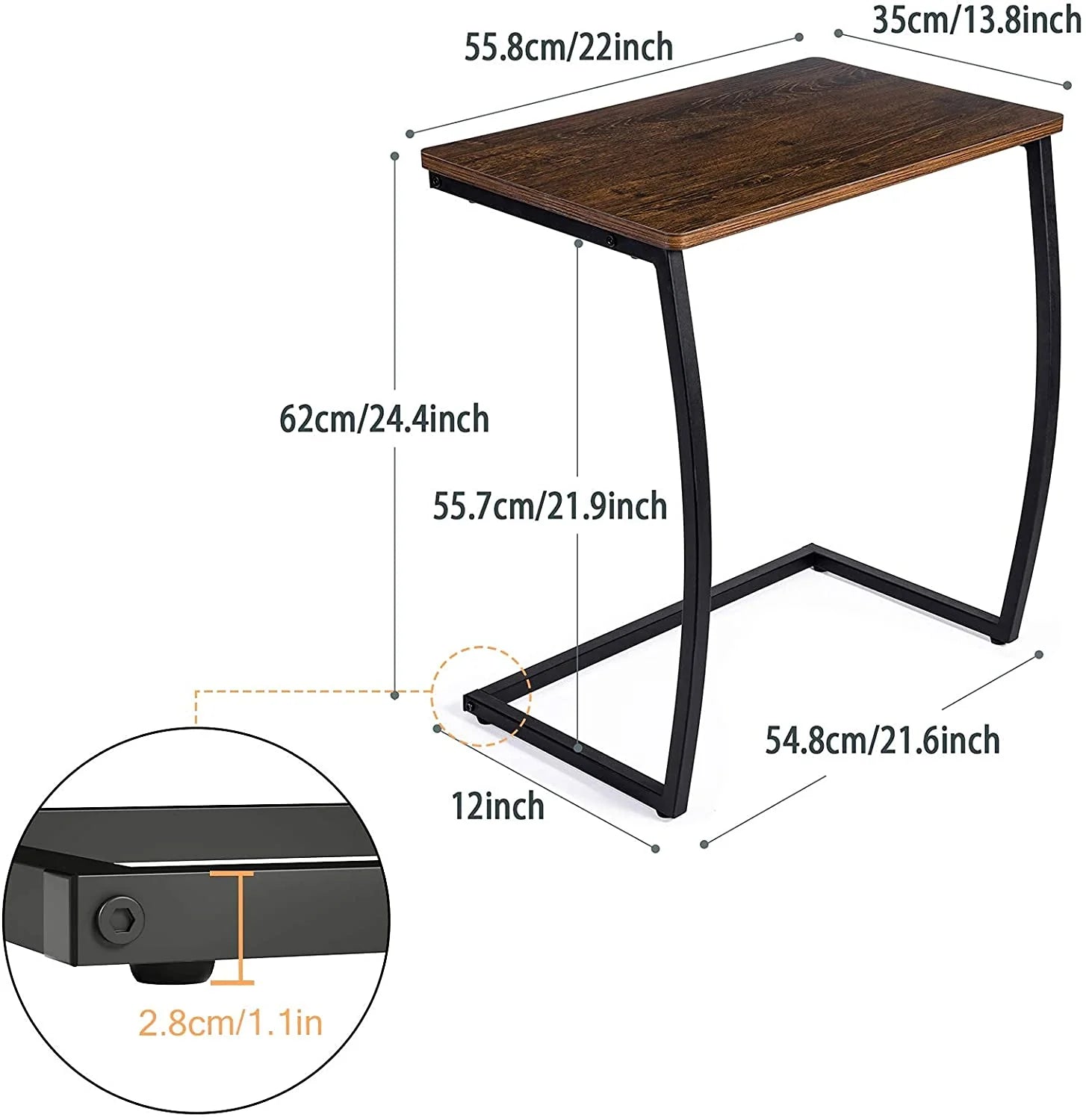 Side Tables: Couch Table for Laptop Coffee Snack, Dark Walnut