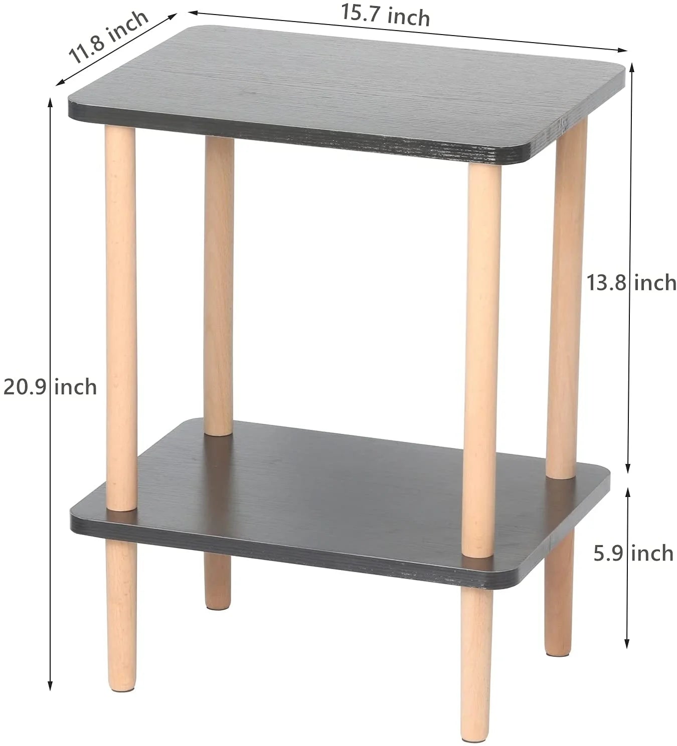 Side Tables : Tier Side Table Tall End Table with Storage Rack Wooden Nightstand