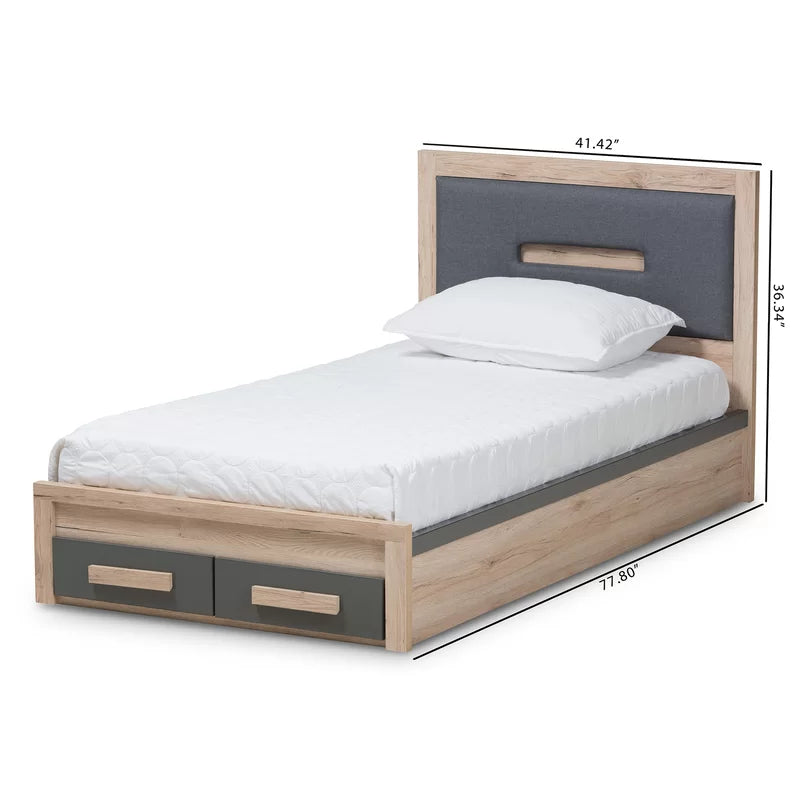 Single Bed: 2-Drawer Platform Bed