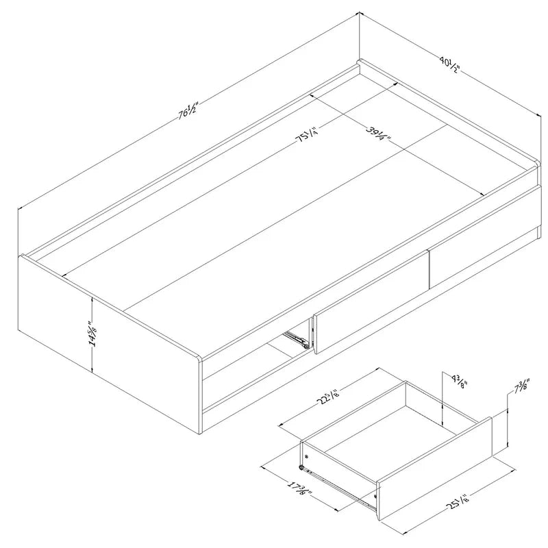 Single Bed: Kids Wooden Bed With Drawer