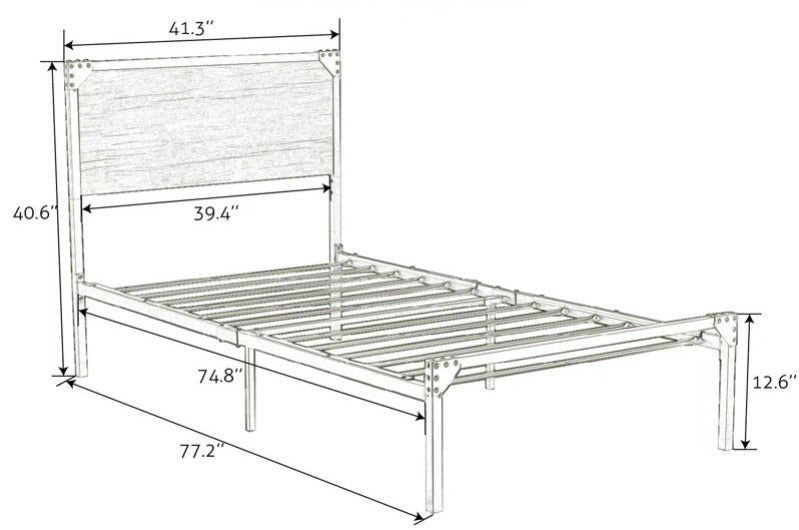 Single Bed: Metal And Wooden Bed