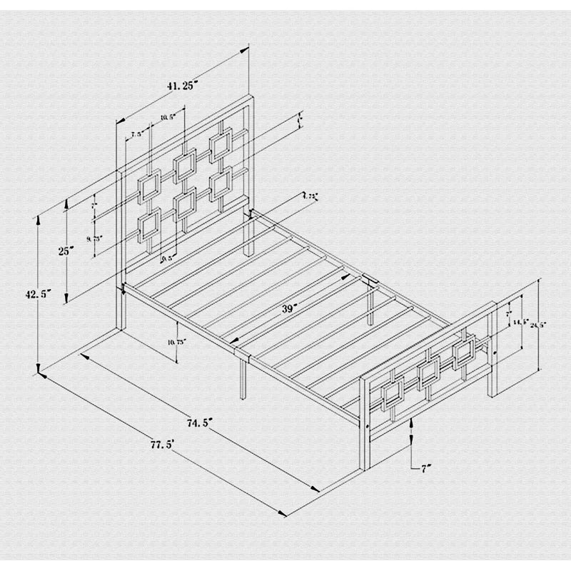 Single Bed: Metal Bed with Modern Design