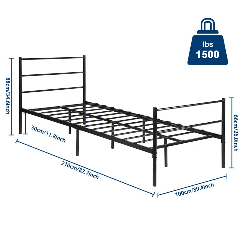 Single Bed: Modular Black Metal Bed