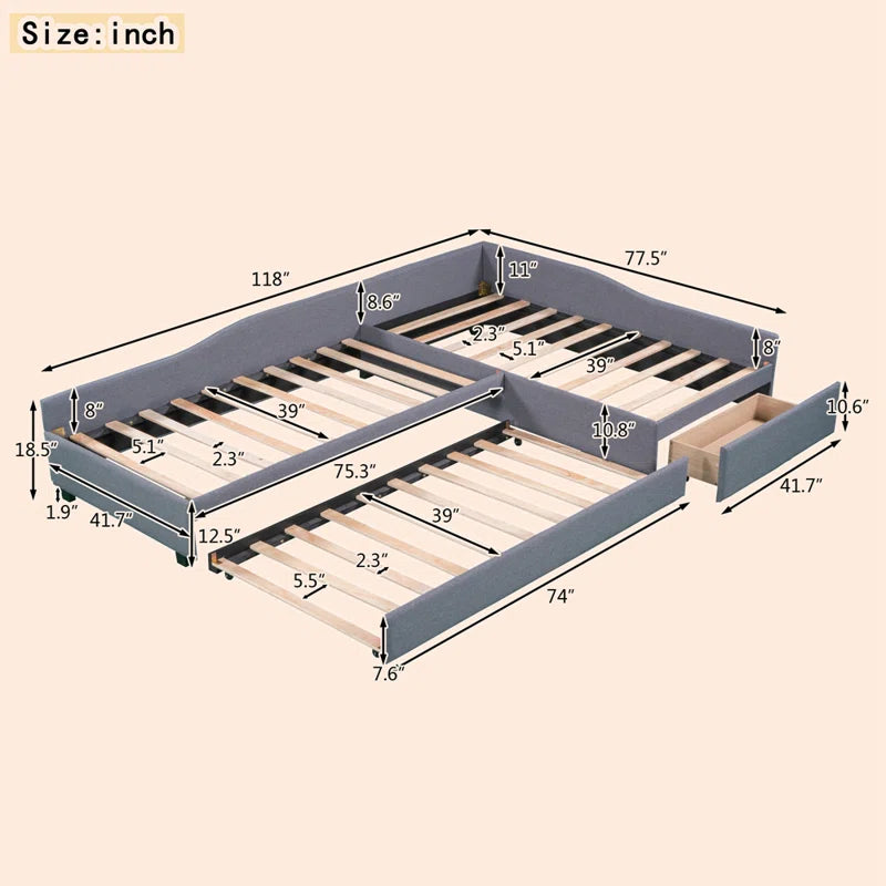 Single Bed: Upholstered Storage Bed