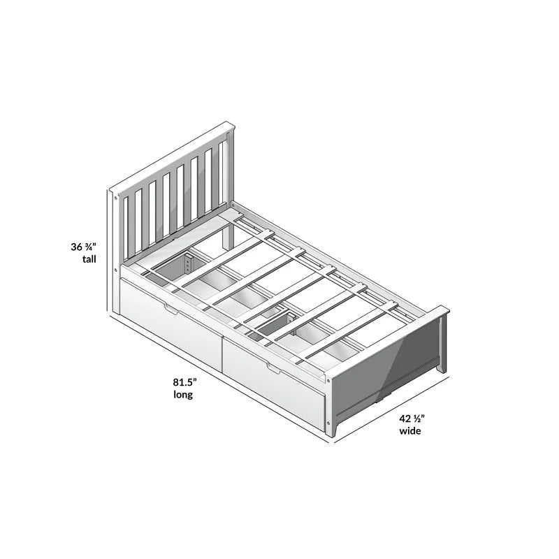 Single Bed: Wooden Bed with Drawers