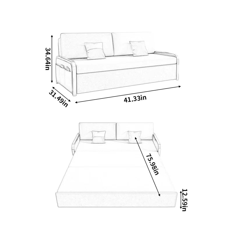 Sofa Bed: 41.33'' Upholstered Sleeper Sofa Cum Bed