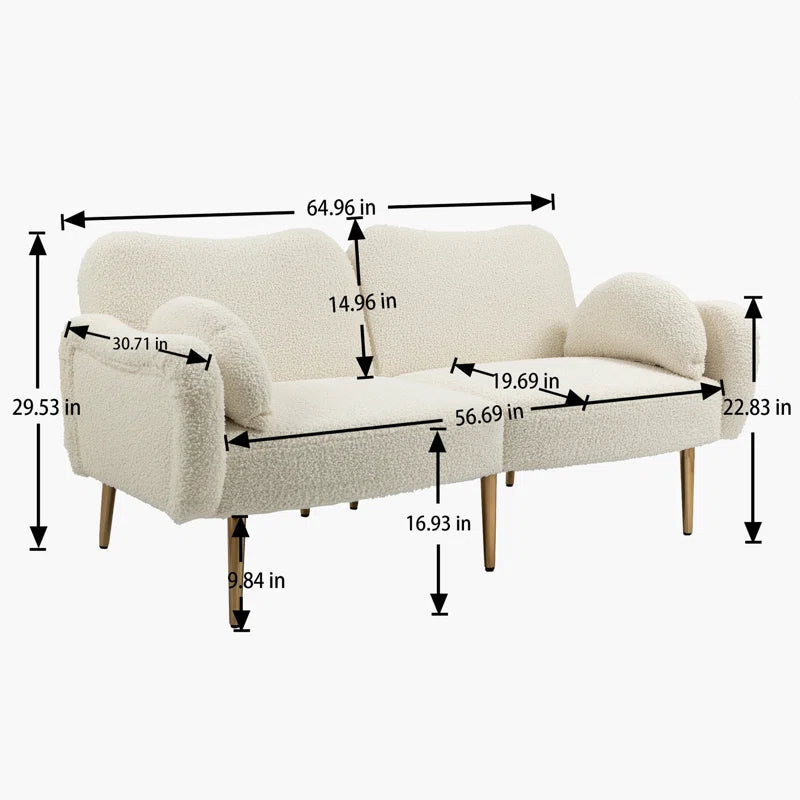 Sofa Bed: 64.96'' Upholstered Convertible Sofa Cum Bed