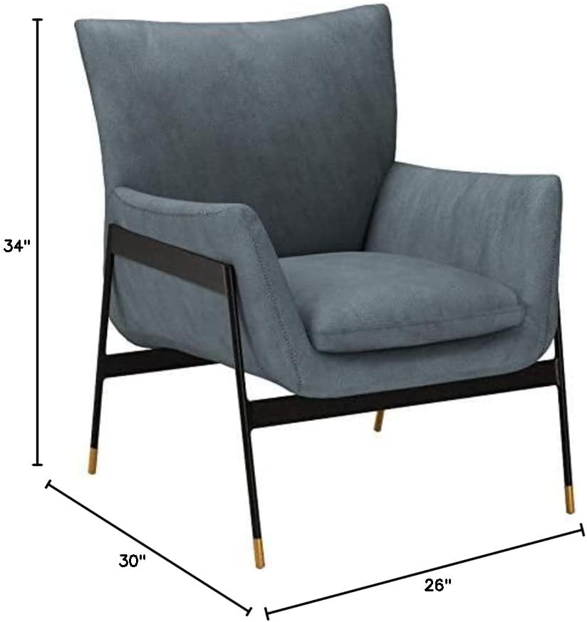 Sofa Chair: Slate Blue Velvet Chair with Arms