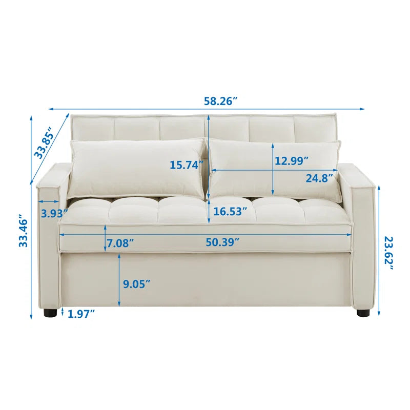 Sofa Cum Bed: 58.26'' Upholstered Sofa Bed