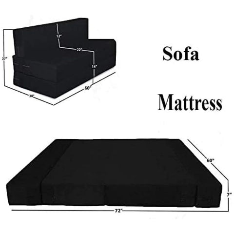 Sofa Cum Bed: Three Seater Sofa Cum-Bed Set and Sleep Comfortably | Perfect for Guests (Black) | 5'X6'