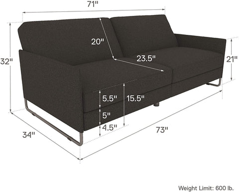 Sofa Cum Beds: Convertible Futon Sofa Bed, Grey Linen