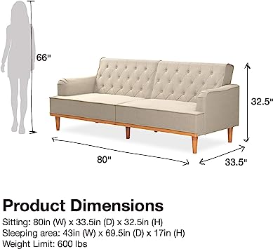 Sofa Cum Beds: Convertible Sofa Bed Futon, Tan Linen