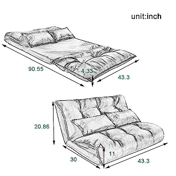 Sofa Cum Beds: Foldable Mattress Futon Couch Bed with 2 Pillows (Pink)